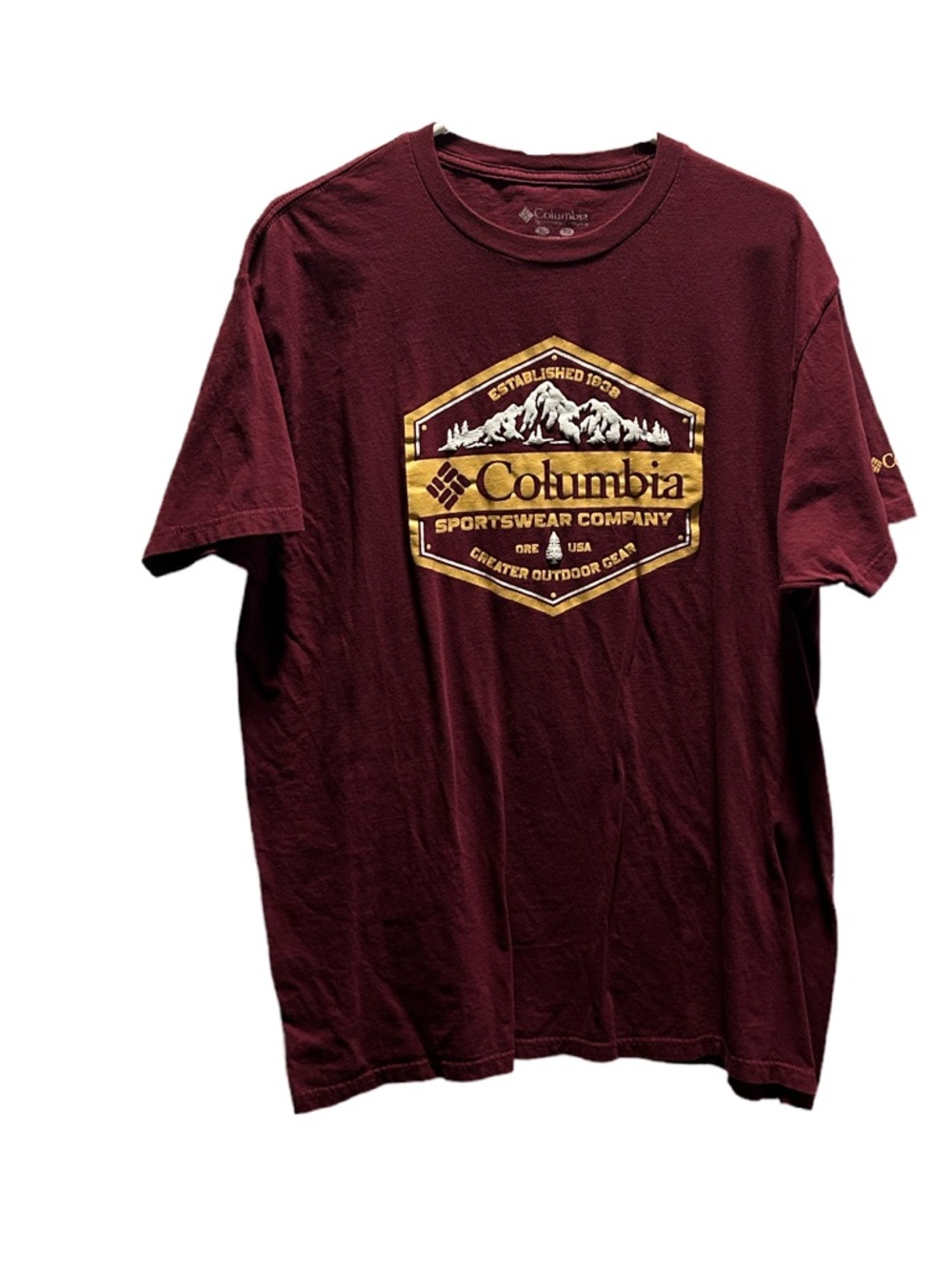 Columbia Maroon Short-Sleeve Tee with Gold Logo Patch